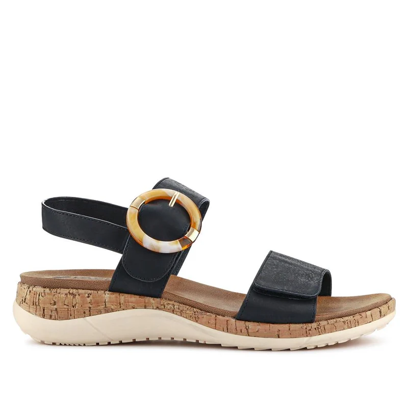 Adjustable Buckle Slingback Comfort Sandals - BAIZH39003 / 325 100 - Black