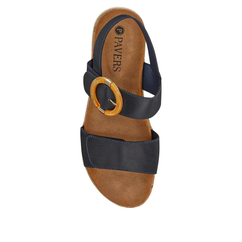Adjustable Buckle Slingback Comfort Sandals - BAIZH39003 / 325 100 - Navy
