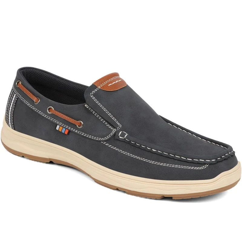 Wide Fit Slip On Boat Shoes - CHANG39007 / 324 985 - Navy