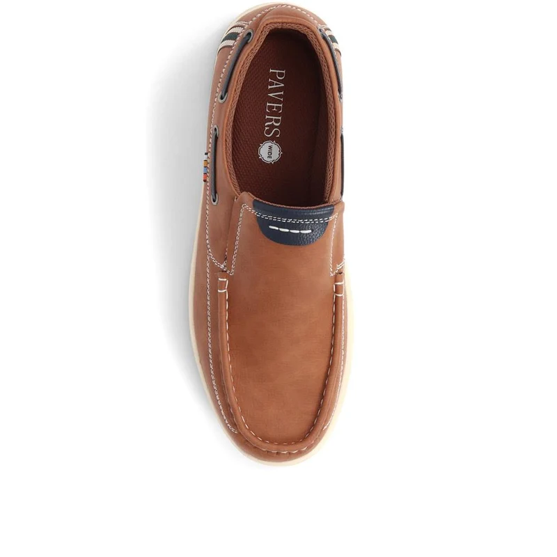 Wide Fit Slip On Boat Shoes - CHANG39007 / 324 985 - Tan