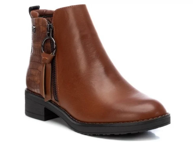 Xti Damen-Krokodilschuppen-Stiefelette – Hellbraun
