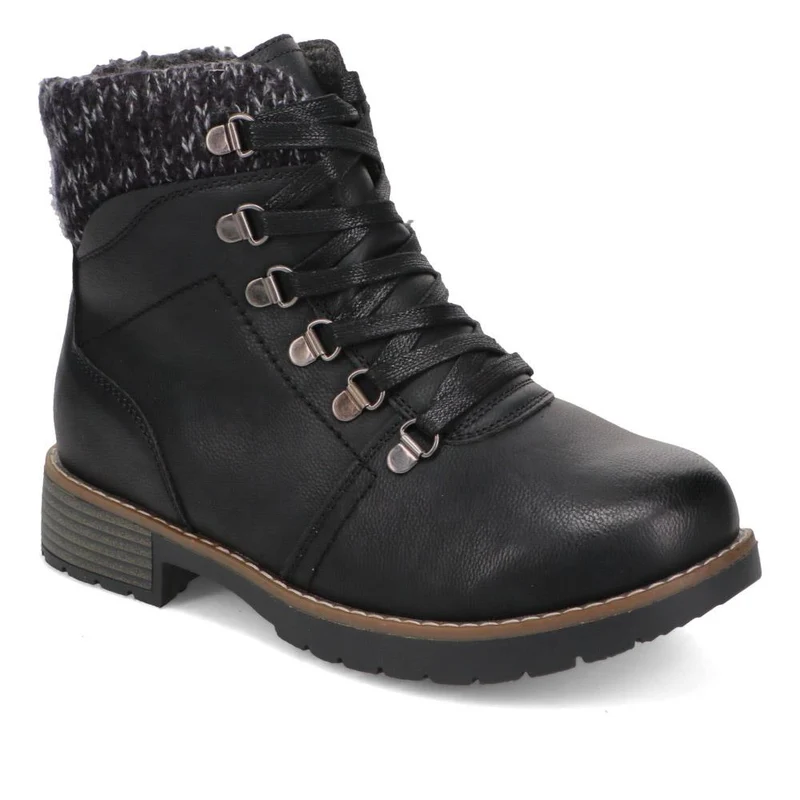 Extra Wide Padded Cuff Ankle Boots - AUDREEN / 326 597 - Black