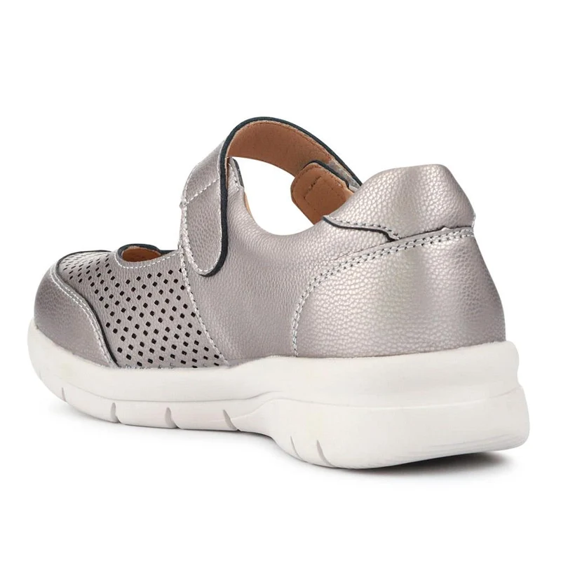 Wide Fit Chunky Leather Mary Janes - BRK41037 / 327 020 - Pewter