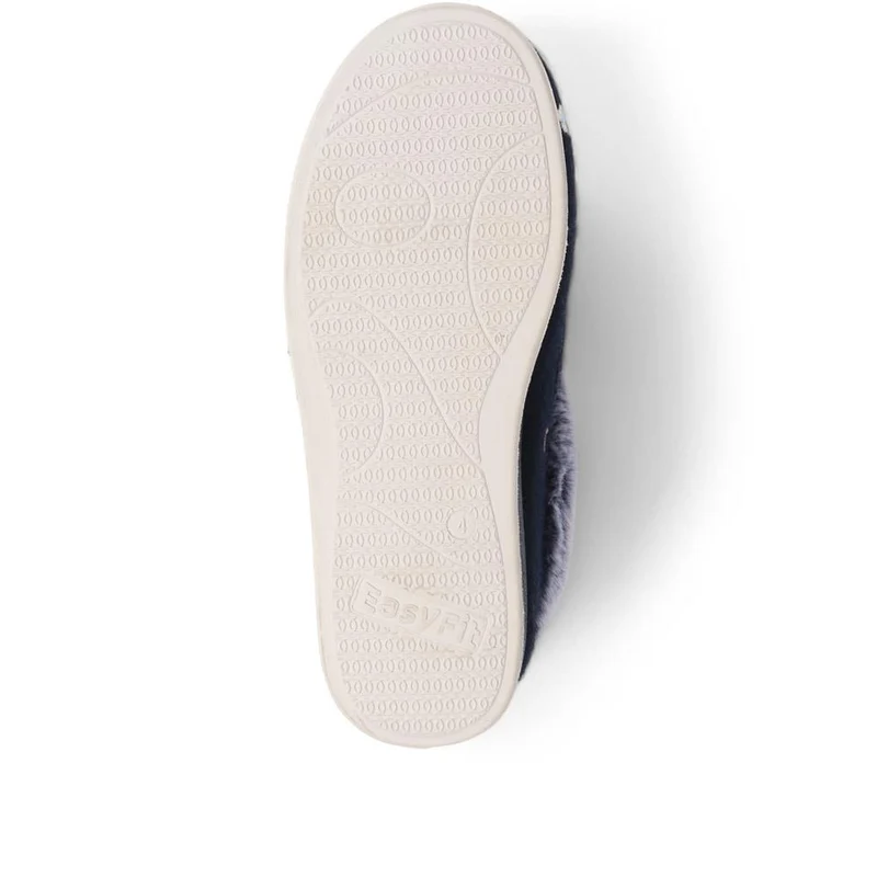 Extra-Wide Fit Faux-Fur Flower Slippers - LISBET / 324 143 - Navy