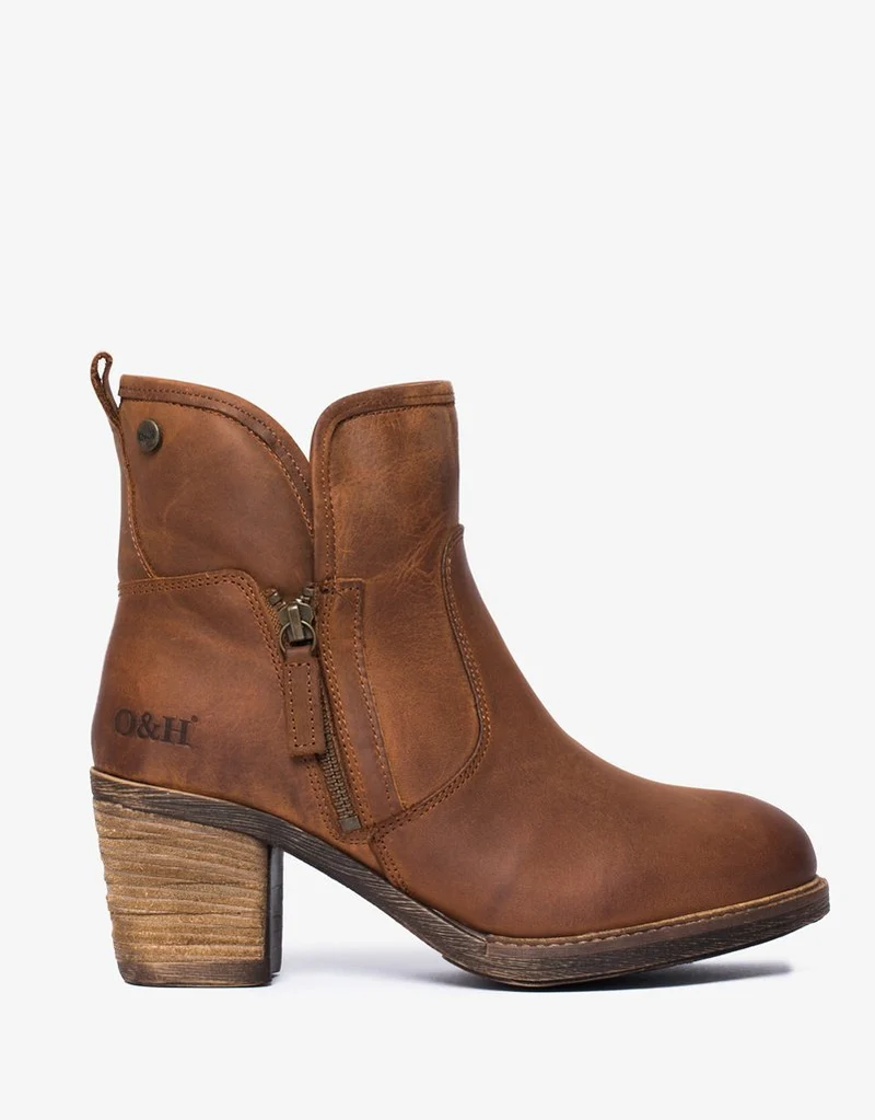 Oak & Hyde East Side Cesar Leder-Knöchelbuch für Damen – Cognac