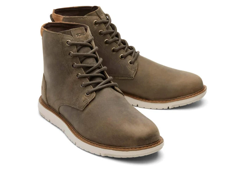 TOMS Wasserabweisender Herren-Lederstiefel Hillside – Olivgrün