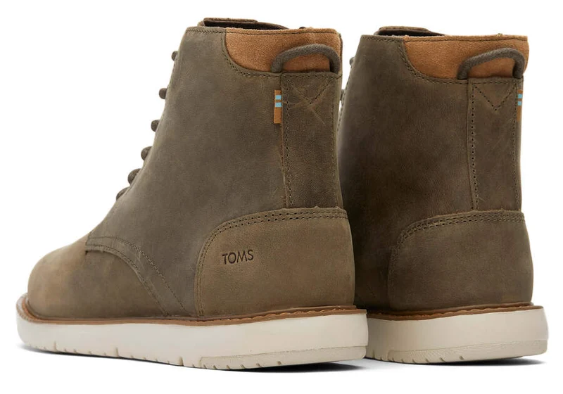 TOMS Wasserabweisender Herren-Lederstiefel Hillside – Olivgrün