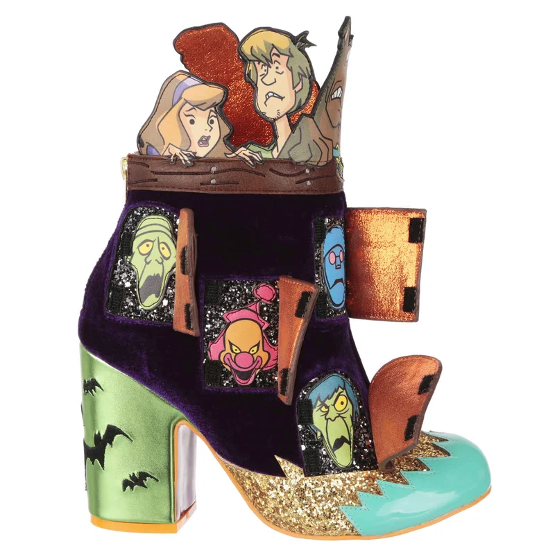 Irregular Choice Frauen Scooby Doo Creepy Corridor Stiefelette mit Absatz – Grün/Braun