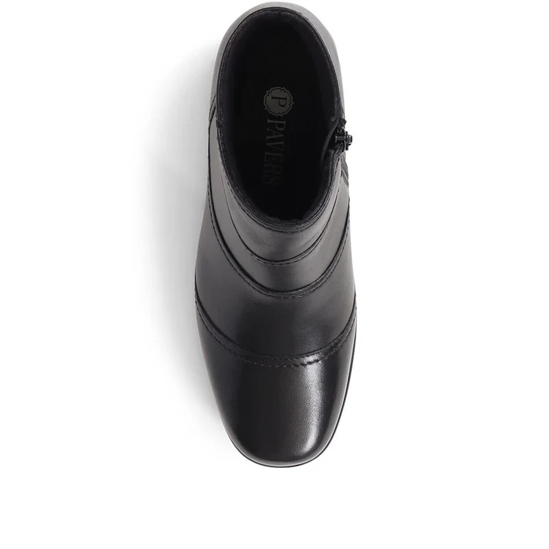 Leather Wedge Ankle Boots - KF38008 / 324 492 - Black