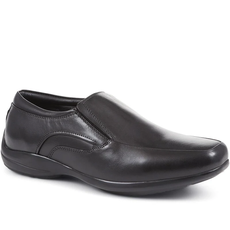 Wide Fit Leather Slip On Shoes - THEST36001 / 323 284 - Black