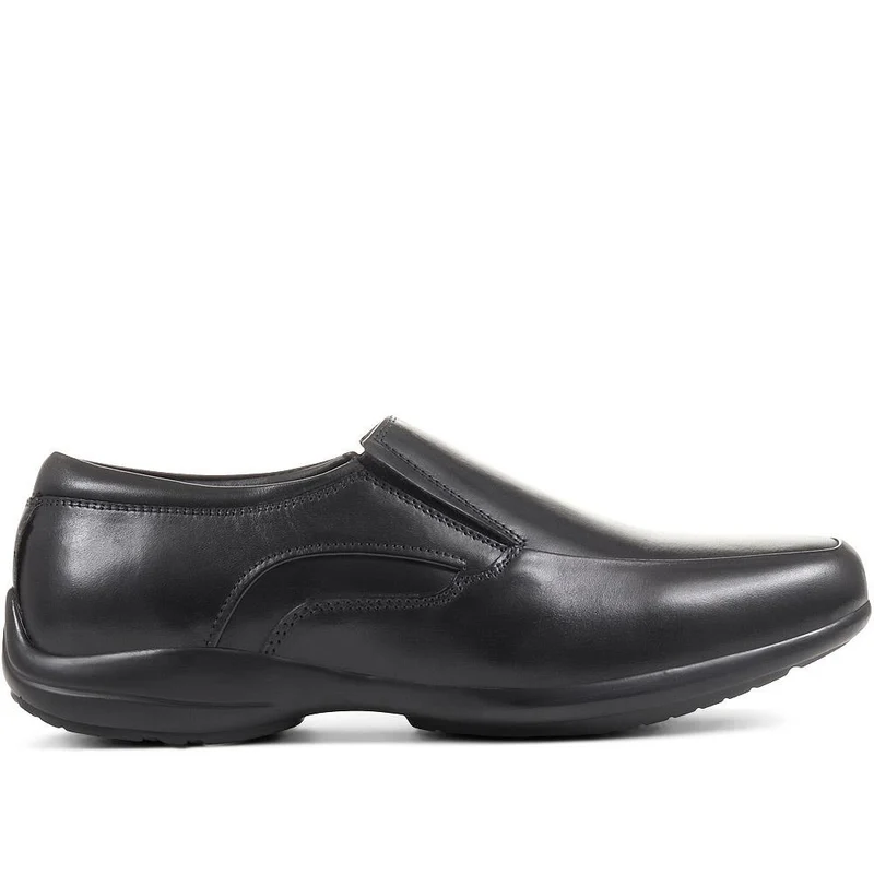 Wide Fit Leather Slip On Shoes - THEST36001 / 323 284 - Black