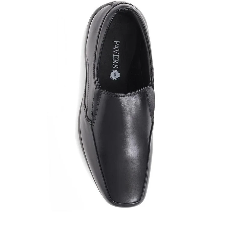 Wide Fit Leather Slip On Shoes - THEST36001 / 323 284 - Black