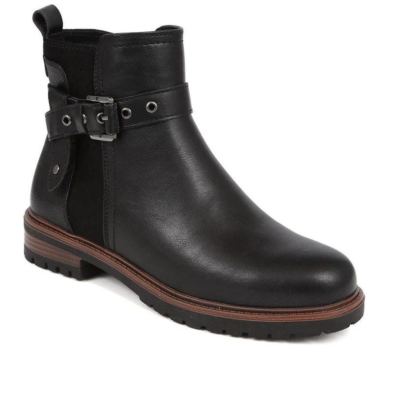 Buckle-Detail Ankle Boots - WOIL40003 / 326 127 - Black