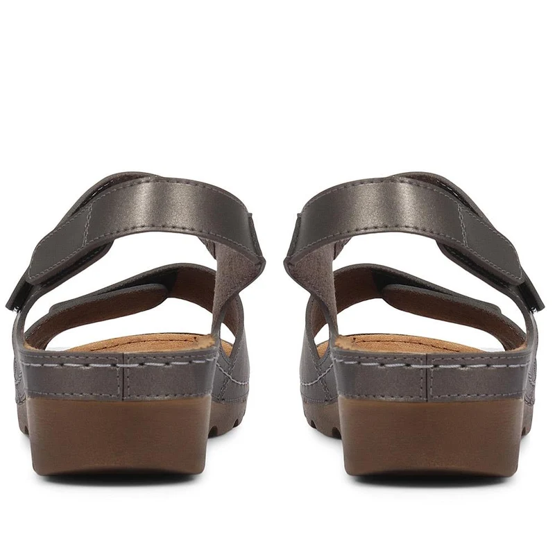 Adjustable Cushioned Sandals - SERAY33011 / 320 083 - Pewter