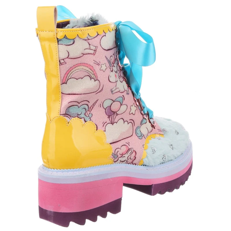 Irregular Choice Damen Morning Stroll Boots - Rosa / Mint