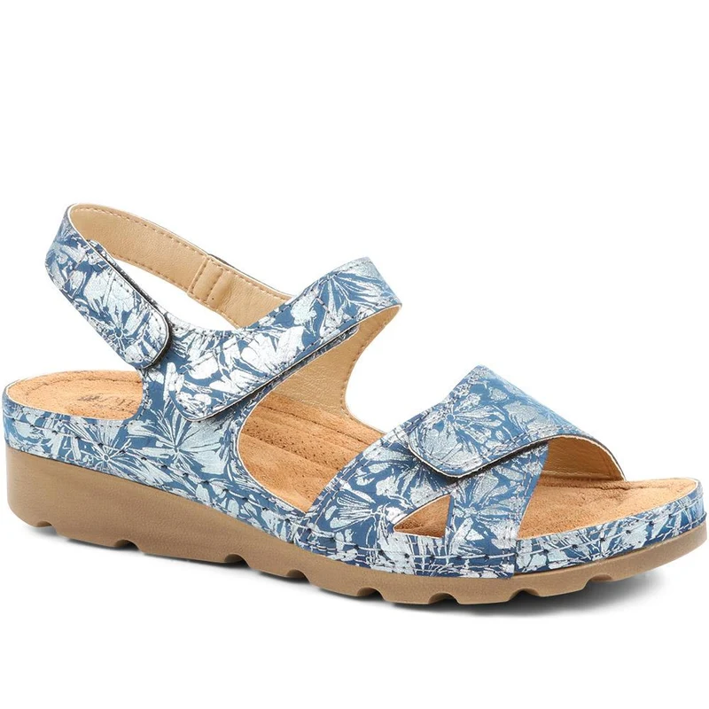 Triple Adjustable Fit Sandals - SERAY37001 / 323 470 - BLUE FLORAL