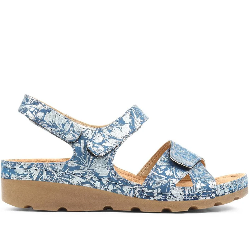 Triple Adjustable Fit Sandals - SERAY37001 / 323 470 - BLUE FLORAL