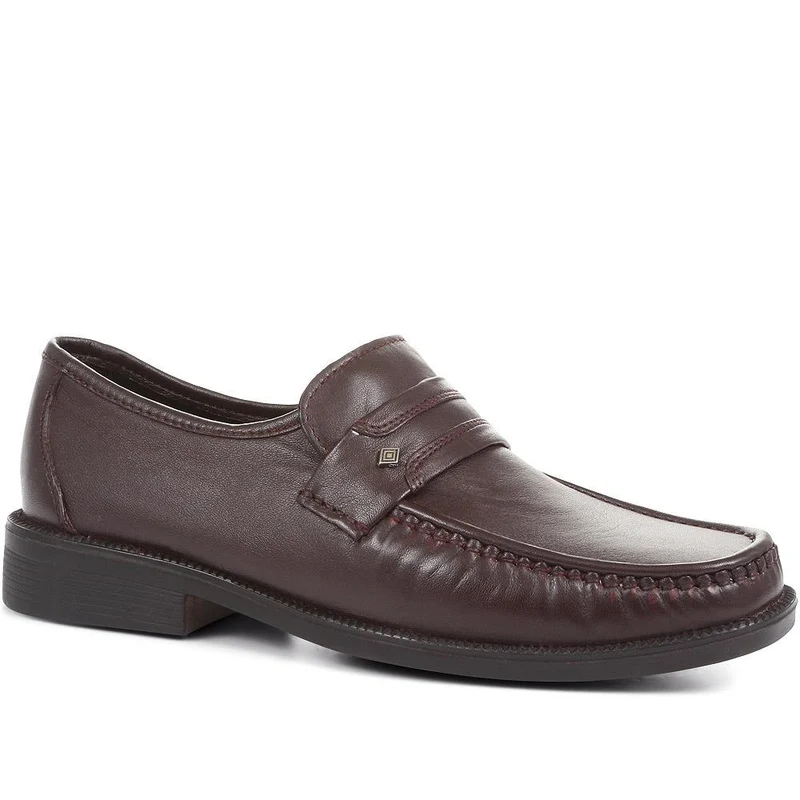 Wide Fit Classic Leather Loafers - NAP35027 / 322 486 - Burgundy