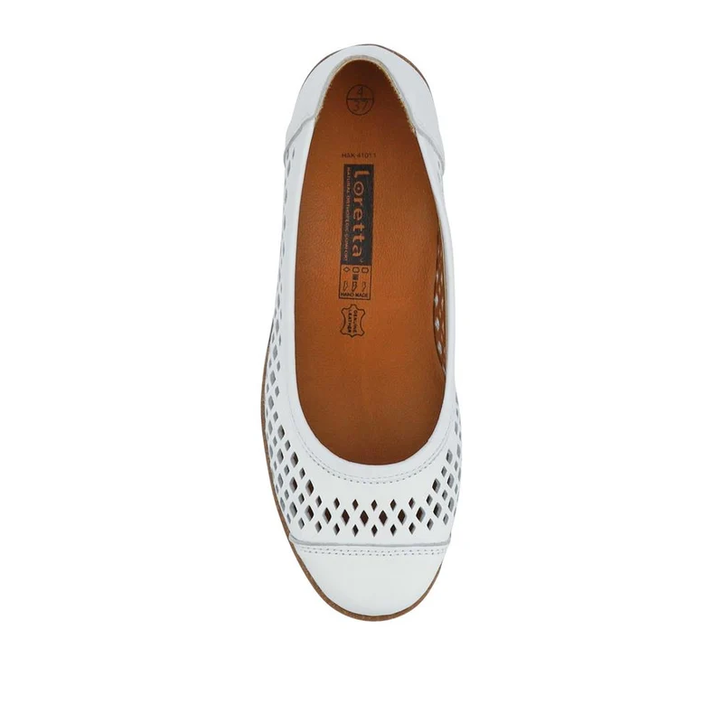 Breathable Leather Pumps - HAK41011 / 327 465 - White
