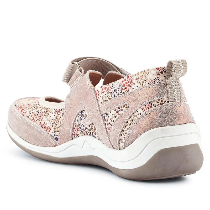 Lightweight Mary-Jane Ladies Trainers - BRK33019 / 319 642 - Beige Multi