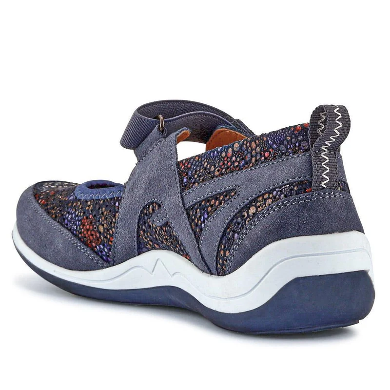 Lightweight Mary-Jane Ladies Trainers - BRK33019 / 319 642 - Navy Floral