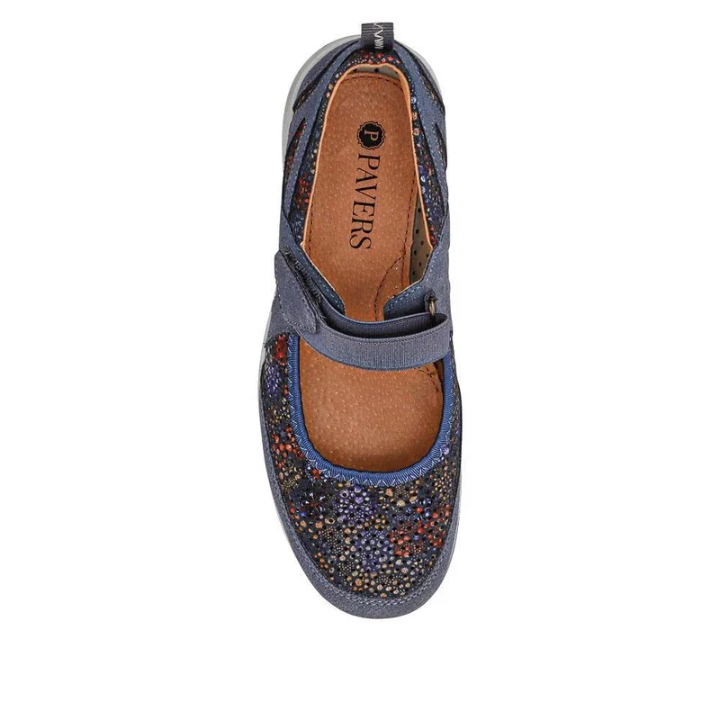 Lightweight Mary-Jane Ladies Trainers - BRK33019 / 319 642 - Navy Floral