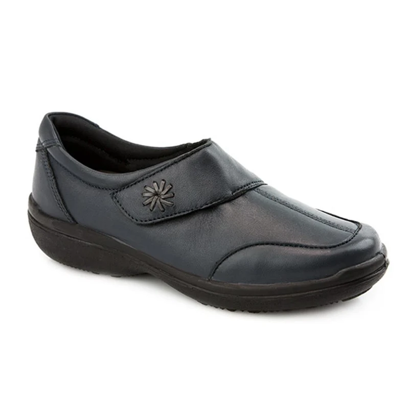 Wide Fit Leather One-Touch-Fasten Monk Shoes - RAJA2305 / 307 957 - Navy