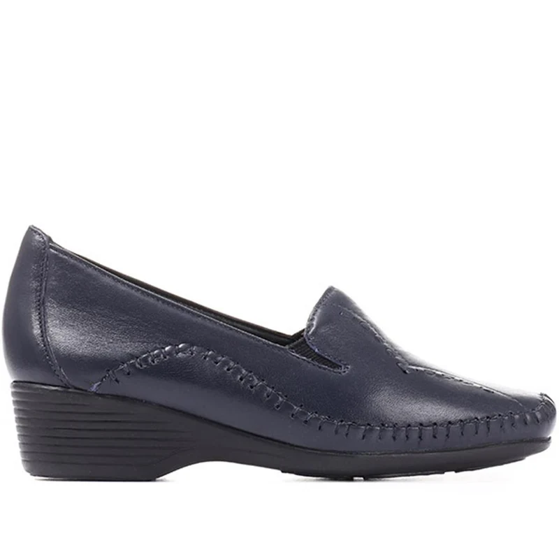 Leather Slip On Shoes - NAP24009 / 308 415 - Navy