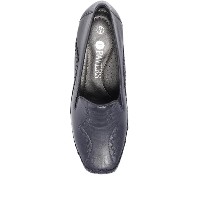 Leather Slip On Shoes - NAP24009 / 308 415 - Navy