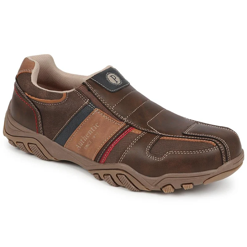 Wide Fit Slip-On Trainers - VSHI40003 / 325 701 - Brown Multi