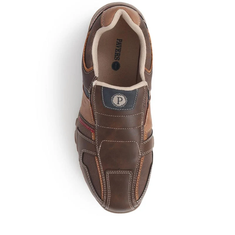 Wide Fit Slip-On Trainers - VSHI40003 / 325 701 - Brown Multi