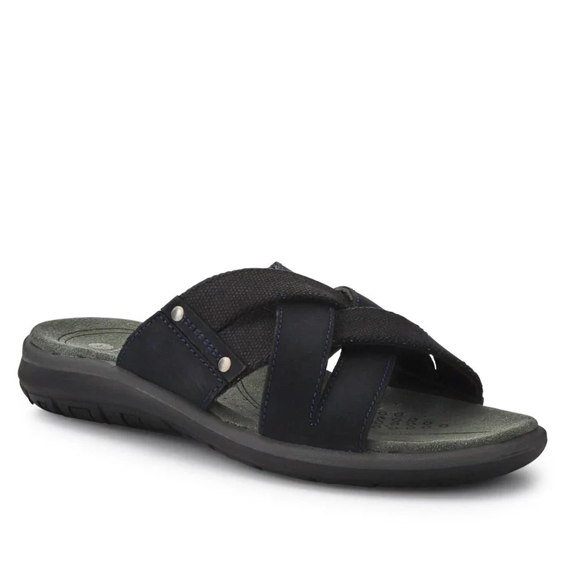 Men's Leather Mules - DDIN41007 / 327 062 - Navy