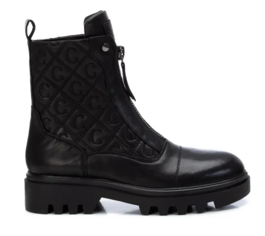 Carmela Damen-Monogramm-Modestiefel aus Leder – Schwarz
