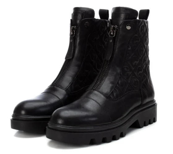 Carmela Damen-Monogramm-Modestiefel aus Leder – Schwarz