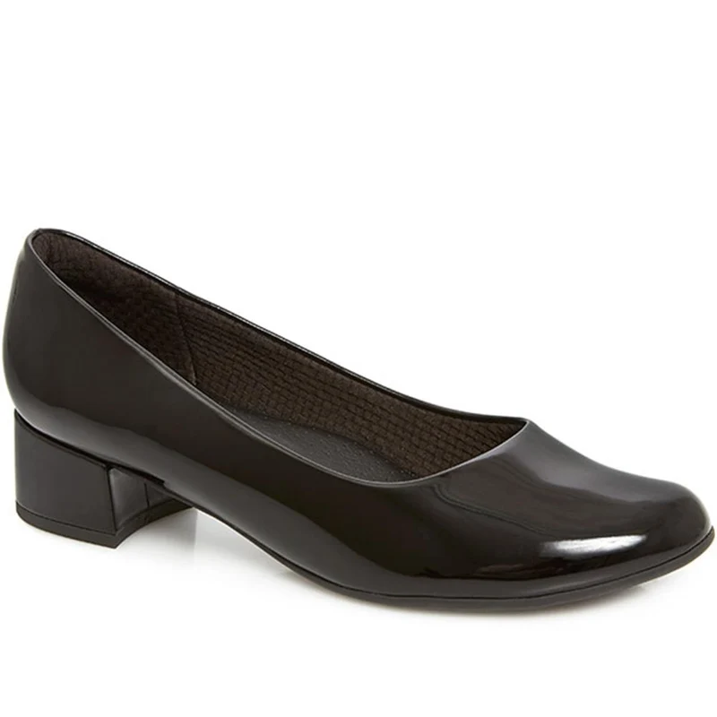 Block Heel Court Shoes - PIC26004 / 310 517 - Black Patent