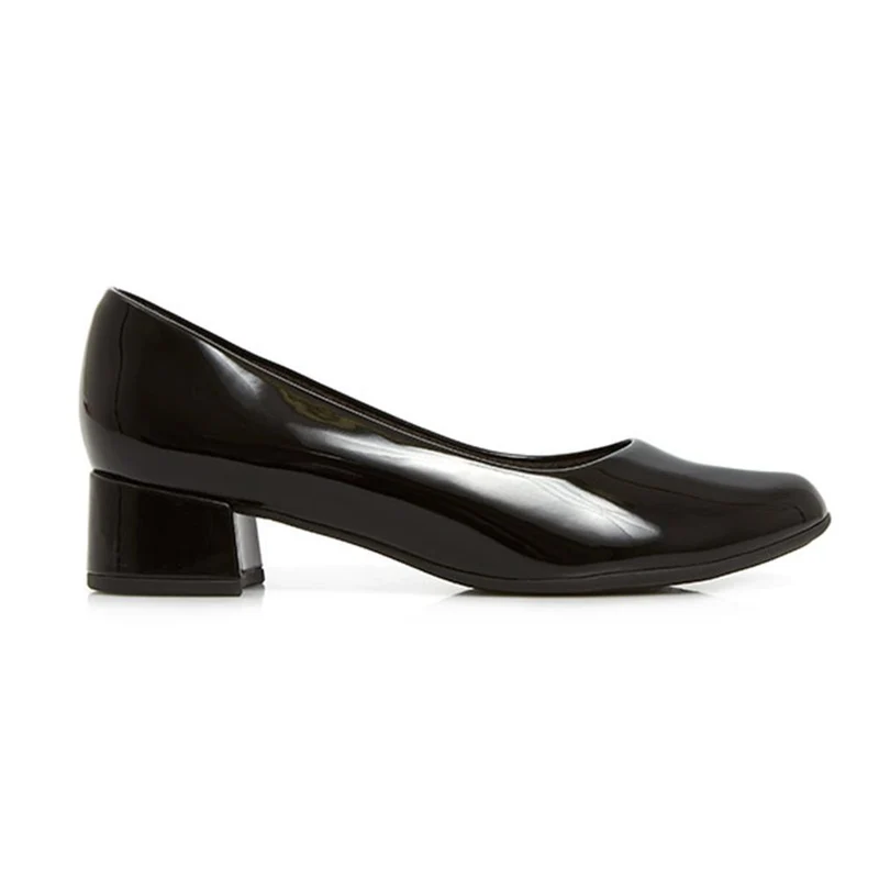 Block Heel Court Shoes - PIC26004 / 310 517 - Black Patent