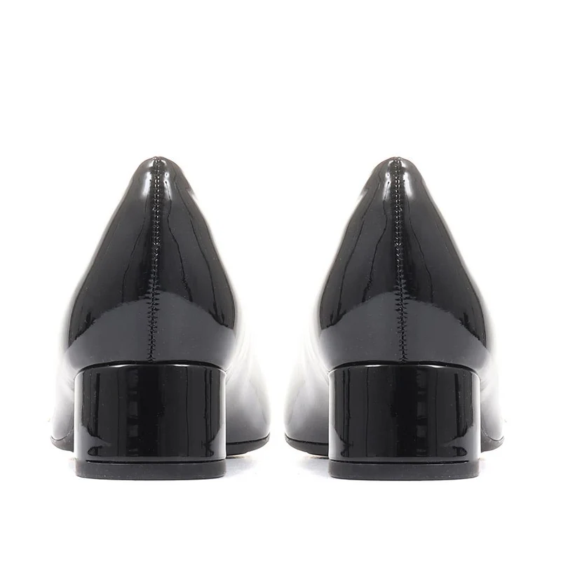 Block Heel Court Shoes - PIC26004 / 310 517 - Black Patent