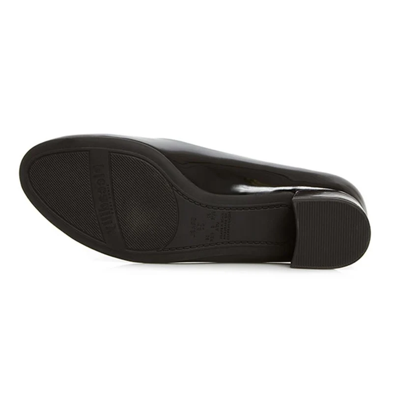 Block Heel Court Shoes - PIC26004 / 310 517 - Black Patent