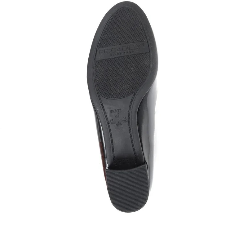Block Heel Court Shoes - PIC26004 / 310 517 - Black Patent