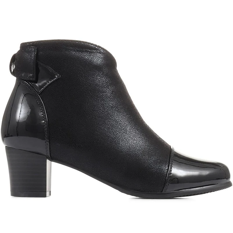 Block-Heeled Ankle Boots - WLIG26000 / 310 506 - Black-Black Patent