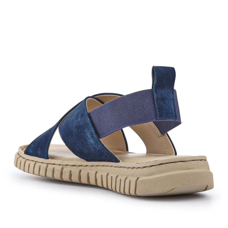 Elasticated Leather Sandals - RNB41006 / 327 239 - Navy