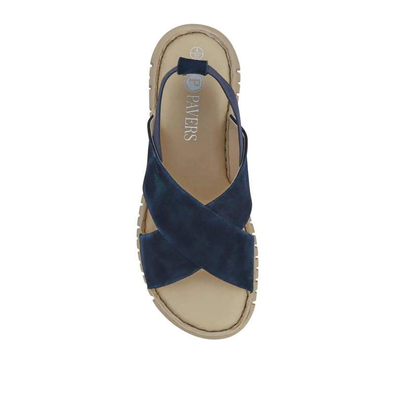 Elasticated Leather Sandals - RNB41006 / 327 239 - Navy