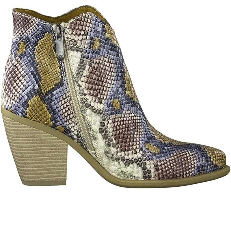 Marco Tozzi Modische Damen-Stiefelette mit Schlangenmuster - Safran