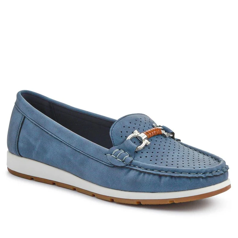 Breathable Buckle Detailed Moccasins - BAIZH41039 / 327 317 - Navy