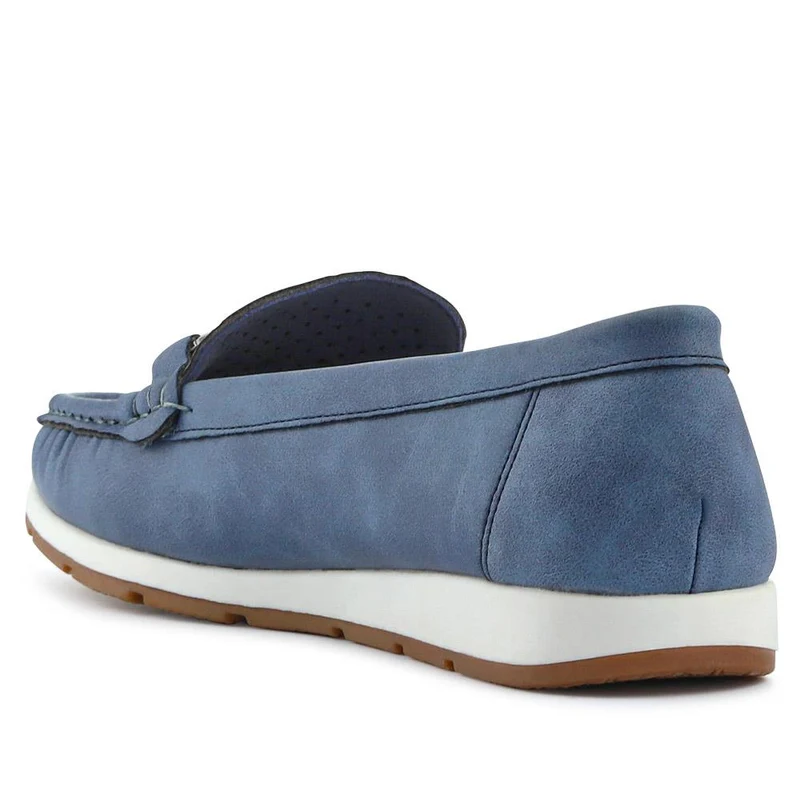 Breathable Buckle Detailed Moccasins - BAIZH41039 / 327 317 - Navy