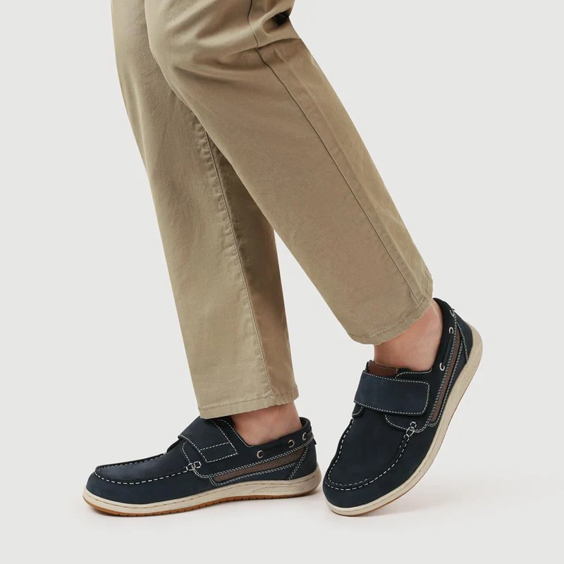 Leather Touch-Fastening Monk Shoes - SHAFI41000 / 327 095 - Navy