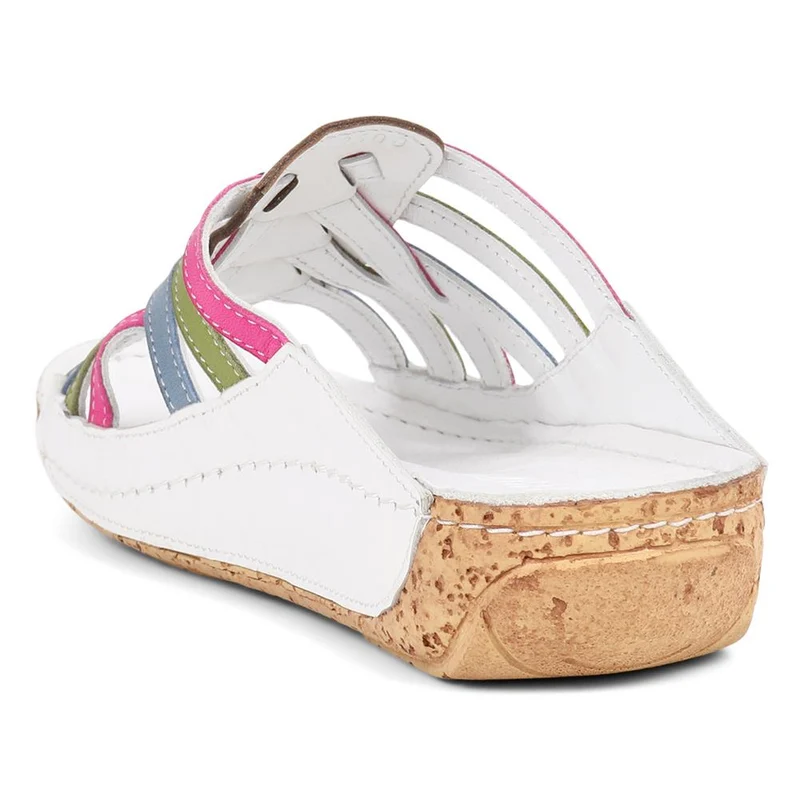 Leather Woven Wedge Mule Sandals - KARY39025 / 325 505 - Multi