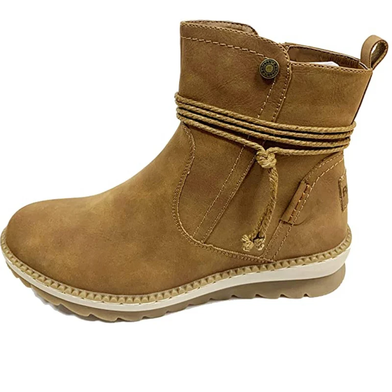 Refresh Damen-Schneestiefel mit seitlichem Reißverschluss – Kamel