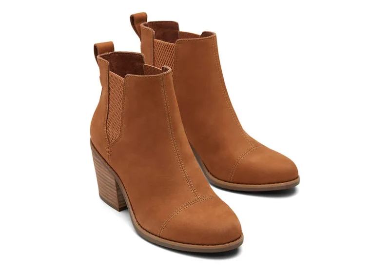 TOMS Everly Damen-Stiefelette aus geöltem Nubukleder – Hellbraun