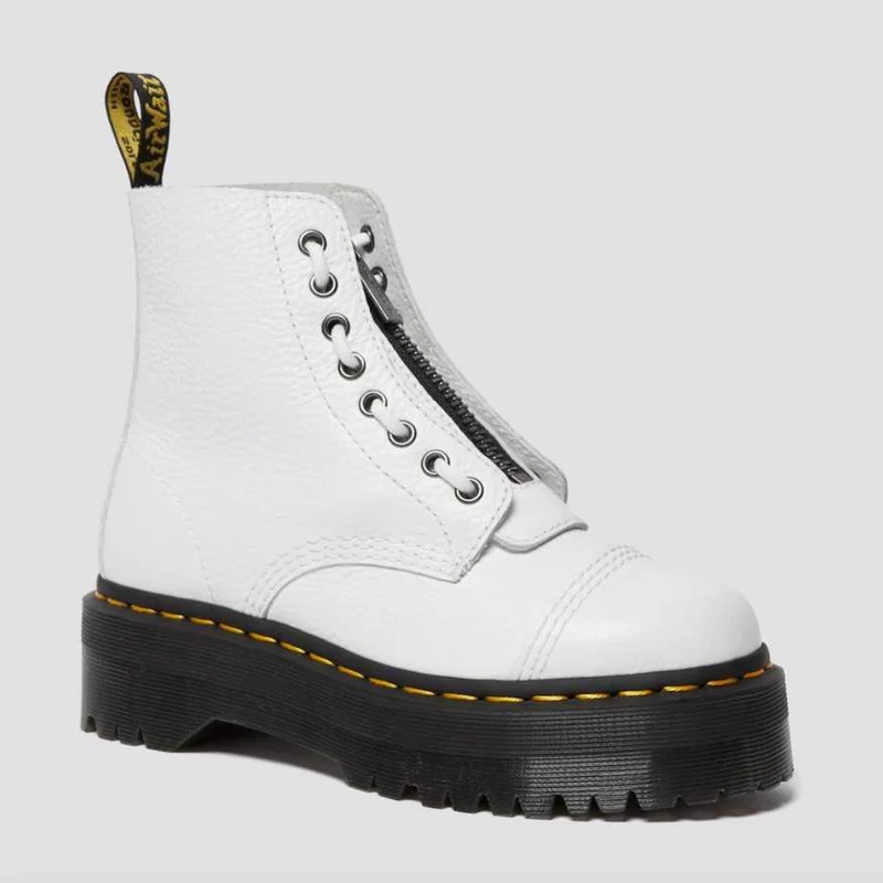 Dr Marten Damen Sinclair Leder Plateaustiefel - Weiß